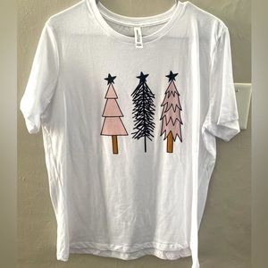 White Christmas tree tee